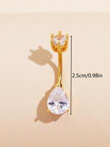 Rhinestone Water-drop Decor Navel Belly Ring - Yellow Gold - View 6
