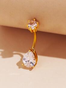 Rhinestone Water-drop Decor Navel Belly Ring - Yellow Gold - View 4