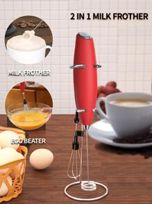 REUP 1pc ABS Milk Frother, Modern 2 In 1 Multifunctional Portable Battery Operated Whisk & Egg Beater For Home - Red - View 1