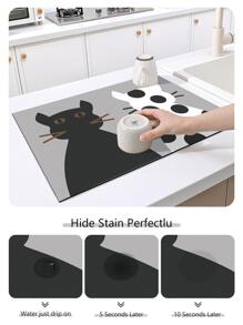 1入組灰色的卡通貓形狀排水地墊 - 彩色 - 查看 5