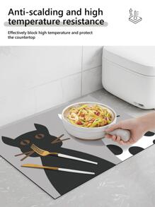 1入組灰色的卡通貓形狀排水地墊 - 彩色 - 查看 4