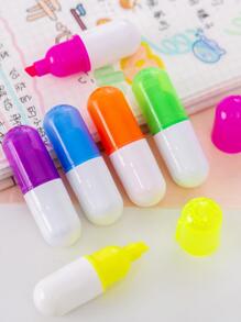 6入組/套創意搞笑藥丸形狀高光鋼筆,可愛文具彩色記號筆適用於計劃 - 彩色 - 查看 4