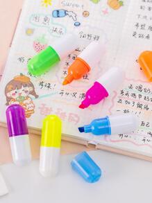 6入組/套創意搞笑藥丸形狀高光鋼筆,可愛文具彩色記號筆適用於計劃 - 彩色 - 查看 3