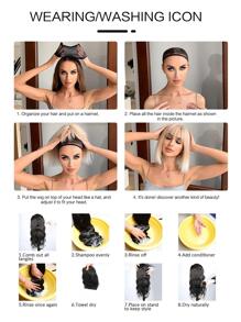 Pelucas negras en capas para mujer Peluca de pelo sintético recto largo medio negro con flequillo para uso diario en fiestas - Negro - Ver 9