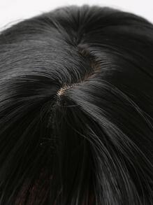Pelucas negras en capas para mujer Peluca de pelo sintético recto largo medio negro con flequillo para uso diario en fiestas - Negro - Ver 8