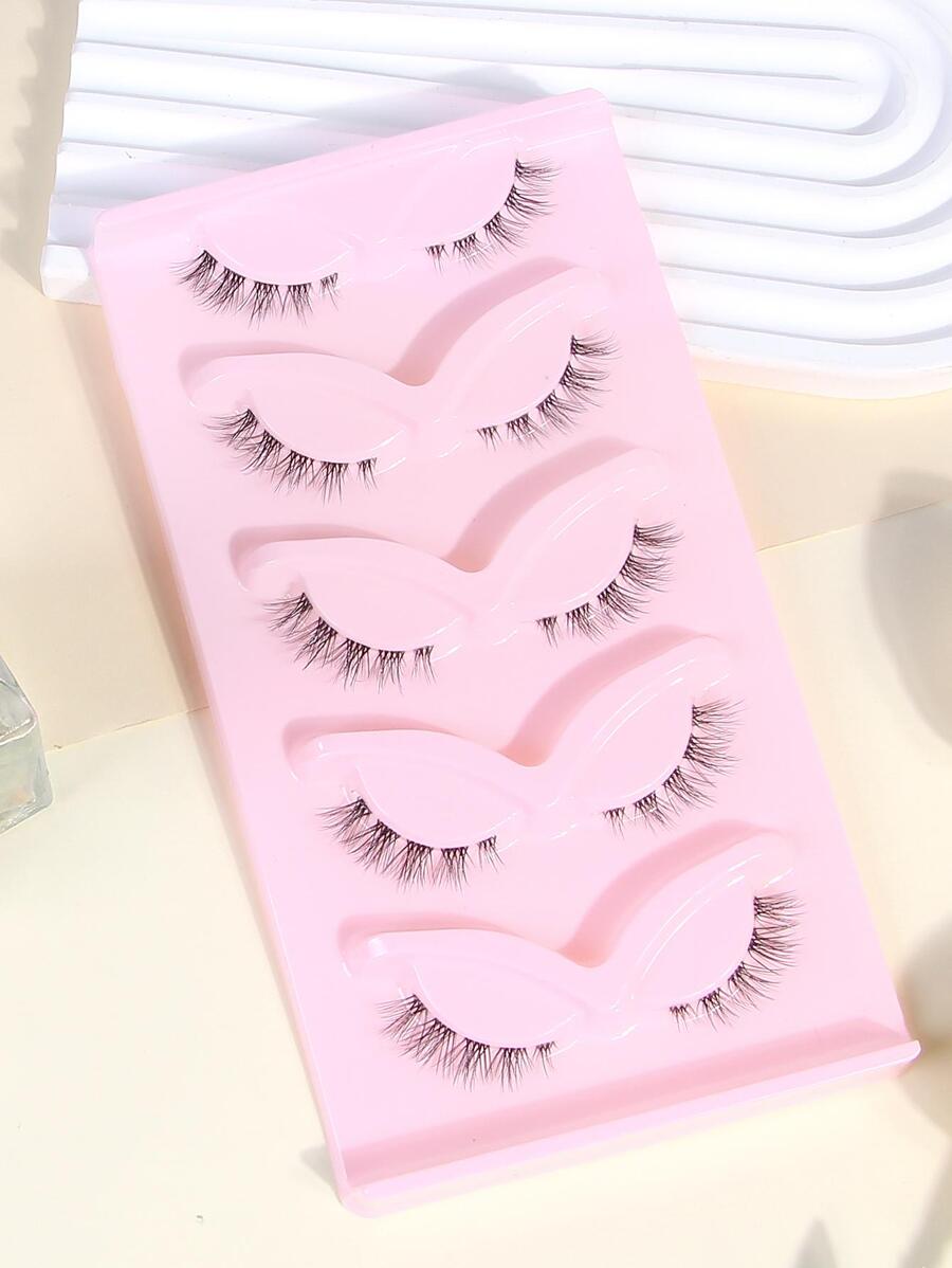 MAGEFY Lông Mi Giả, 5 Cặp Lông Mi Giả Chữ Thập Dài Dài Tự Nhiên Lông Mi Giả Trong Suốt Dải Lông Mi Giả Dải Cho Trang Phục Hóa Trang Dự Tiệc - màu đen - Xem 1