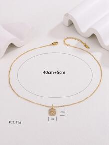 1入組不銹鋼項鏈帶M字母方晶鋯石方形吊墜 - 金黃色 - 查看 4