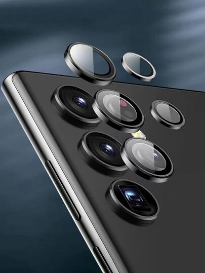 Anti-Fall Phone Lens Protector Compatible With Samsung S23 Ultra Gift For Birthday, Family, Friends Alloy Metal With Tempered Glass Full Cover, Lens Protector, Phone Accessories Waterproof Shockproof Scratch Resistant Anti-Fingerprint