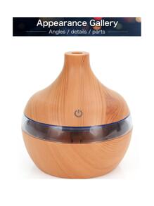 1pc ABS Humidifier, Modern Wood Grain Pattern 7-color Desktop Atomizer Hydrating Device For Home - Coffee Brown - View 2