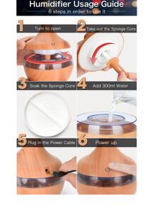 1pc ABS Humidifier, Modern Wood Grain Pattern 7-color Desktop Atomizer Hydrating Device For Home - Coffee Brown - View 9