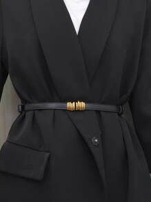 可調節細腰帶女士配件適用於搭配連衣裙,啞光藝術套裝,針織毛衣,腰鏈,夏天 - 黑色 - 查看 2