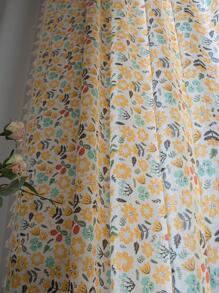 鄉村風格流蘇裝飾花圖案窗簾 - 彩色 - 查看 3