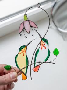 Decoración colgante creativo colorido colibrí en forma de de metal adecuado para casa jardín - Multicolor - Ver 2