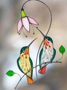 Decoración colgante creativo colorido colibrí en forma de de metal adecuado para casa jardín - Multicolor - Ver 3