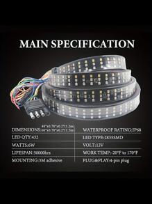 1pc 48 Inch 12V Durable Car LED Light Replacement Part Compatible With Jeep SUV - Black - View 2