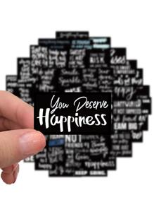 61入組/套黑色背景勵志英語裝飾塗鴉貼紙 - 彩色 - 查看 2