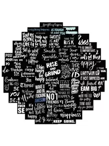 61入組/套黑色背景勵志英語裝飾塗鴉貼紙 - 彩色 - 查看 1