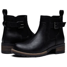 Comfyshoes Women's Ankle Boots, Chelsea Booties,Chunky Low Heel Boots With Zip - 黑色 - 查看 5