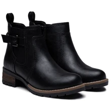 Comfyshoes Women's Ankle Boots, Chelsea Booties,Chunky Low Heel Boots With Zip - 黑色 - 查看 1