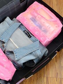 1 túi đựng mỹ phẩm chống thấm nước bằng nhựa PVC cầm tay nhỏ màu hồng có tay cầm để đi du lịch - Hồng - Xem 4