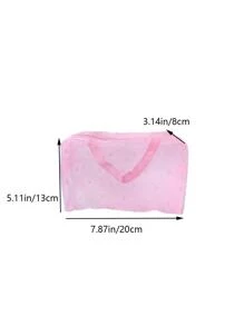 1 túi đựng mỹ phẩm chống thấm nước bằng nhựa PVC cầm tay nhỏ màu hồng có tay cầm để đi du lịch - Hồng - Xem 6