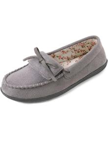 ULTRAIDEAS Moccasins Women House slippers with Memory Foam, Ladies Suede Loafer Indoor Outdoor, Bedroom Home Shoes Gift for Women/Mother - 灰色 - 查看 2