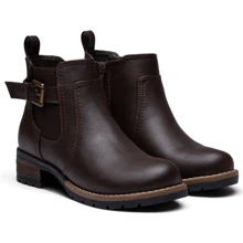 Comfyshoes Women's Ankle Boots, Chelsea Booties,Chunky Low Heel Boots With Zip - Chocolate Brown - View 1