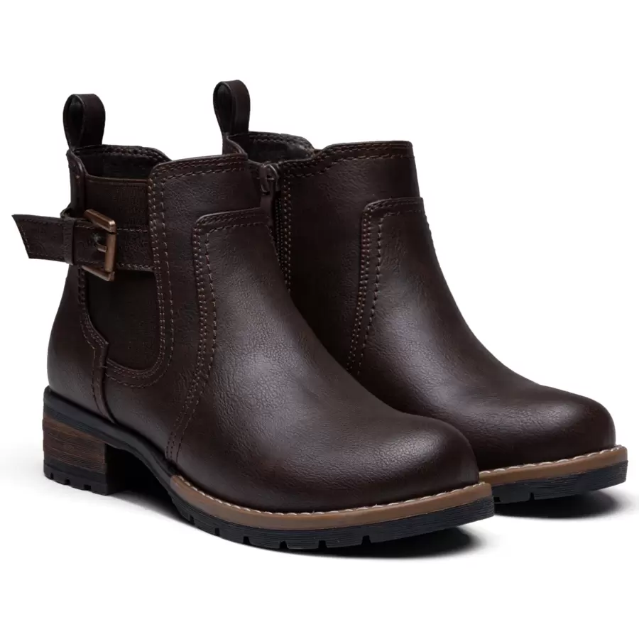 Comfyshoes Women's Ankle Boots, Chelsea Booties,Chunky Low Heel Boots With Zip - Chocolate Brown - View 1