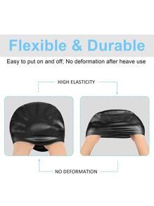 2pcs Silicone Swim Cap, 3d Ergonomic Design, Waterproof Bath Cap, Solid Color Swim Cap Suitable For Adult Men, Women With Long Hair, Beach Essentials, Beach Accessories, Pool Float - Black - View 2