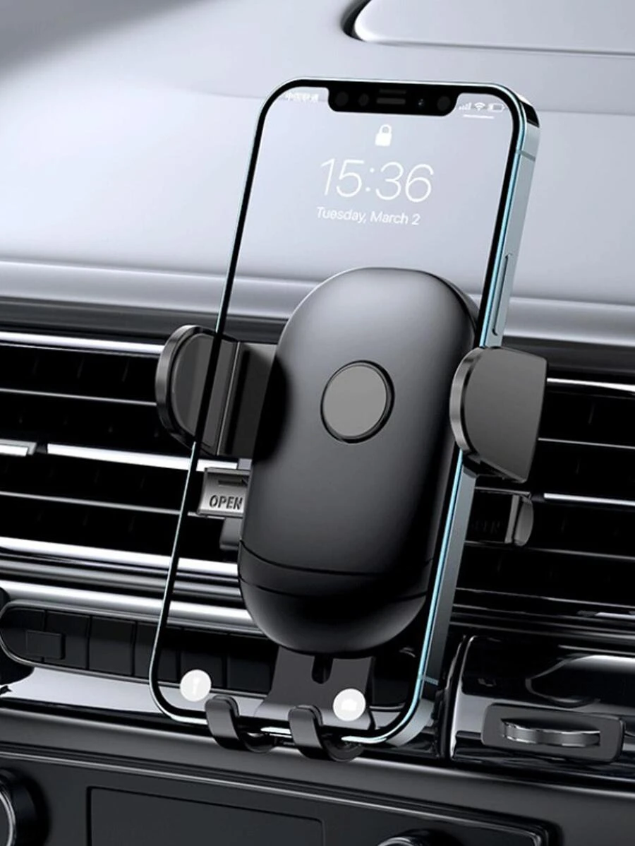 1 件黑色 Abs 矽膠金屬車用手機支架，360° 可旋轉伸縮支架，易於安裝，強力吸盤，防滑防震設計，適合水平和垂直使用 - 黑色 - 查看 1