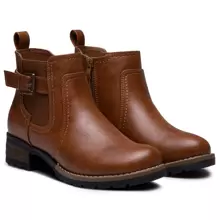 Comfyshoes Women's Ankle Boots, Chelsea Booties,Chunky Low Heel Boots With Zip - 鏽棕色 - 查看 1