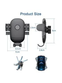 1 件黑色 Abs 矽膠金屬車用手機支架，360° 可旋轉伸縮支架，易於安裝，強力吸盤，防滑防震設計，適合水平和垂直使用 - 黑色 - 查看 8