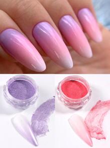 Bột làm móng gradient, 2 hộp Solid Magic Glitters Màu tím hồng Morandi Macaron Màu sắc Làm móng tay Sắc tố Ba Lan Trang trí bụi - Nhiều màu - Xem 2