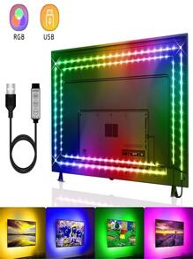 1 pieza 12 LED de plástico 5050 RGB Tira de luces LED , moderno Tira de luces LED con control remoto para sala de estar Decoración - Multicolor - Ver 1