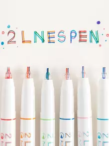 6入組/套創意3D雙線日記鋼筆 - 彩色 - 查看 1