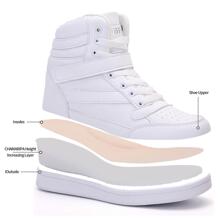 Women's Shoes Hidden Wedges 5.5cm Fashion Sneakers Ankle Boots Bootie Platform Heel High Top Casual Sports - 白色 - 查看 3