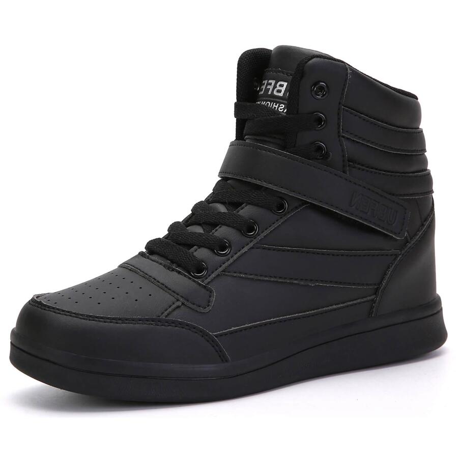 Women's Shoes Hidden Wedges 5.5cm Fashion Sneakers Ankle Boots Bootie Platform Heel High Top Casual Sports - màu đen - Xem 1