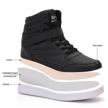 Women's Shoes Hidden Wedges 5.5cm Fashion Sneakers Ankle Boots Bootie Platform Heel High Top Casual Sports - màu đen - Xem 2