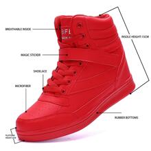 Women's Shoes Hidden Wedges 5.5cm Fashion Sneakers Ankle Boots Bootie Platform Heel High Top Casual Sports - 紅色 - 查看 2