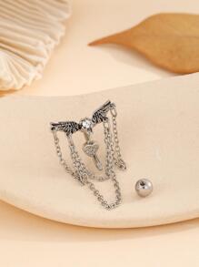 1 Máy Tính Ngộ Nghĩnh Đính Đá Cubic Zirconia Trái Tim & Cánh Trang Trí Rốn Bụng Vòng Cho Nữ Trang Trí Cơ Thể - Bạc - Xem 2