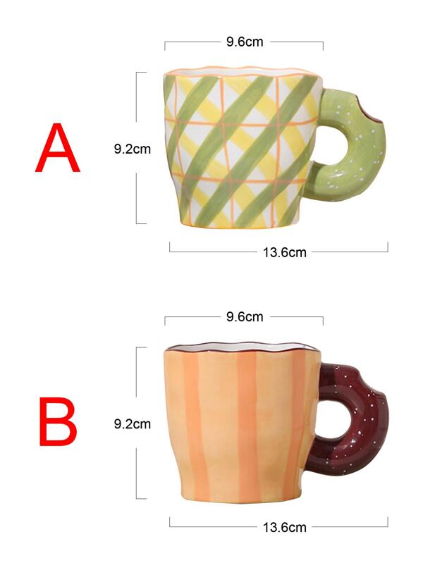 1pc Striped Pattern Handpainted Ceramic Mug SHEIN USA