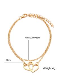 1入組時尚愛心裝飾分層腳鏈適合女士日常裝飾 - 雙層愛心 - 查看 5