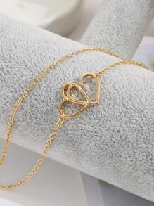 1入組時尚愛心裝飾分層腳鏈適合女士日常裝飾 - 雙層愛心 - 查看 2