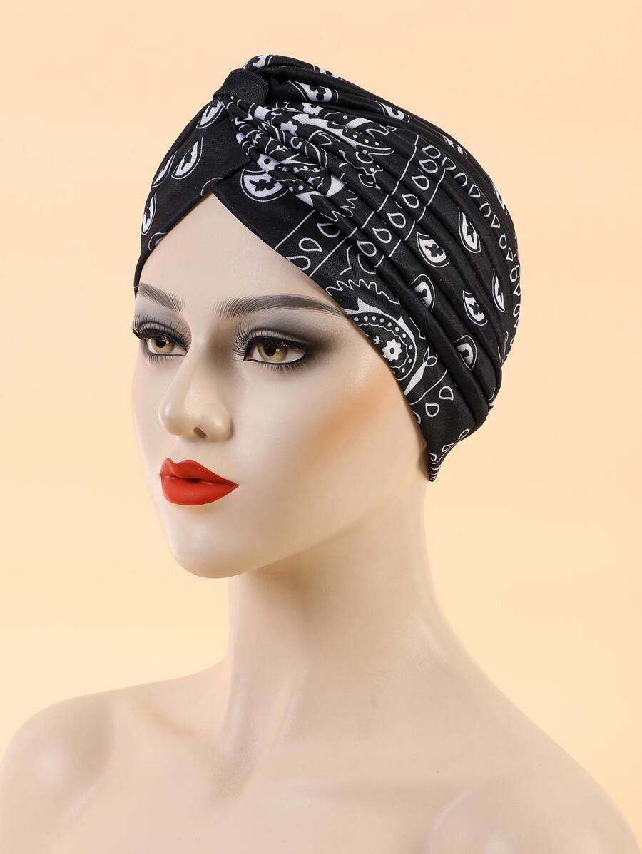 1个西瓜造型黑色流苏帽发帽头巾睡帽 - 黑與白 - 查看 1