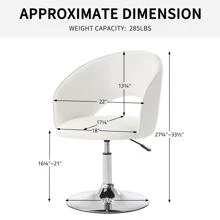 Fumahaus White Vanity Chair With Hallow Back Modern PU Leather Desk Chair For Office Study Room Adjustable Swivel Barrel Chair Makeup Chair For Bedroom Luxurious Accent Chair For Living Room Valentine Day Decor - 白色 - 查看 2