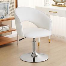 Fumahaus White Vanity Chair With Hallow Back Modern PU Leather Desk Chair For Office Study Room Adjustable Swivel Barrel Chair Makeup Chair For Bedroom Luxurious Accent Chair For Living Room Valentine Day Decor - 白色 - 查看 3