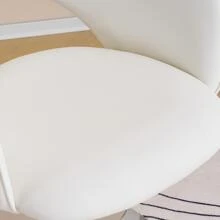 Fumahaus White Vanity Chair With Hallow Back Modern PU Leather Desk Chair For Office Study Room Adjustable Swivel Barrel Chair Makeup Chair For Bedroom Luxurious Accent Chair For Living Room Valentine Day Decor - 白色 - 查看 8