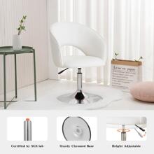 Fumahaus White Vanity Chair With Hallow Back Modern PU Leather Desk Chair For Office Study Room Adjustable Swivel Barrel Chair Makeup Chair For Bedroom Luxurious Accent Chair For Living Room Valentine Day Decor - 白色 - 查看 4