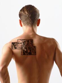 1 件黑白棋盤圖案臨時紋身貼紙 - 黑與白 - 查看 2