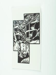 1 件黑白棋盤圖案臨時紋身貼紙 - 黑與白 - 查看 3